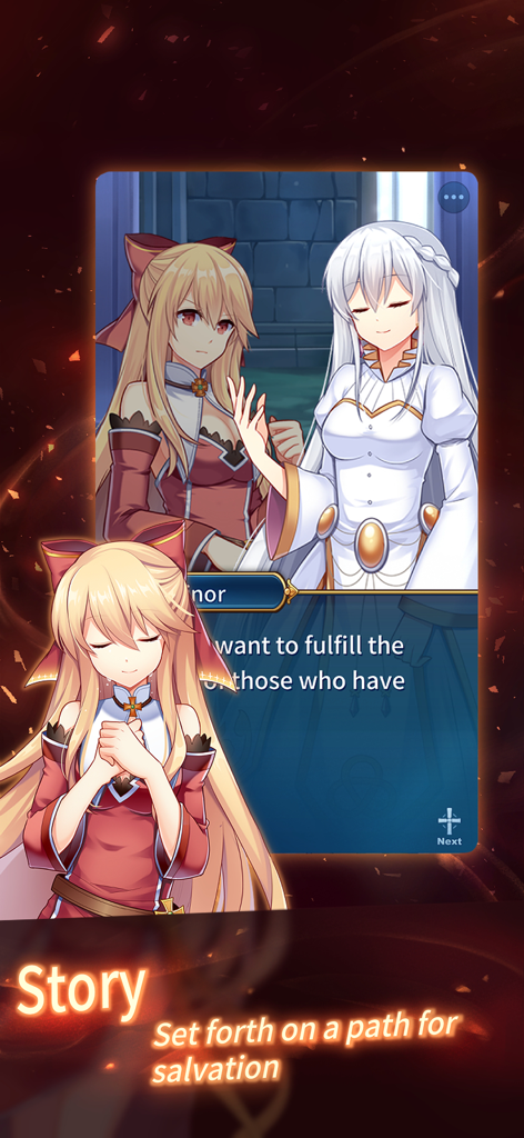 Eternal Senia Hydrangea - エターナルセニア アジサイRPGのストーリーダイアログシーンに登場する2人のアニメ女性キャラクター。