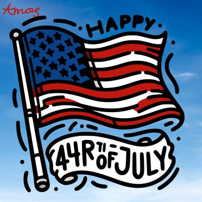 american flag with happy fourth of july under it