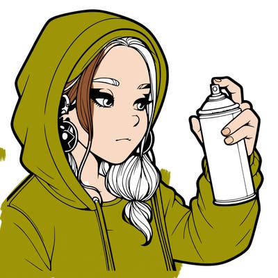 a realistic girl, spray painting