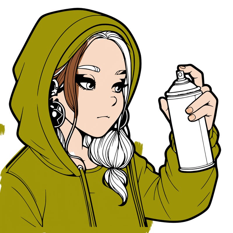 a realistic girl, spray painting