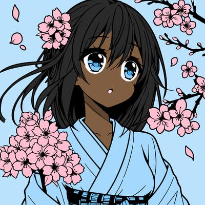 anime girl with cherry blossoms