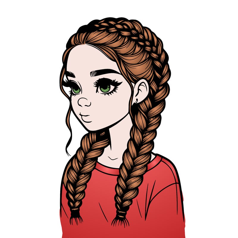 realistic girl with braids