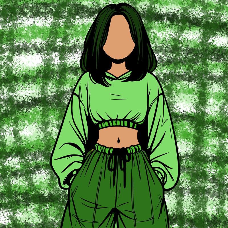 realistic girl faceless with baggy pants and a crop top