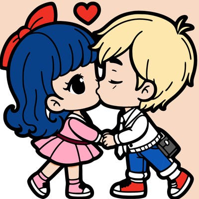 girl and boy kissing