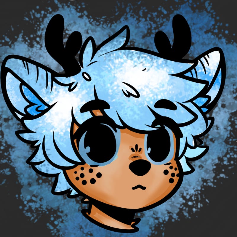 a humanoid deer with soft fluffy ears