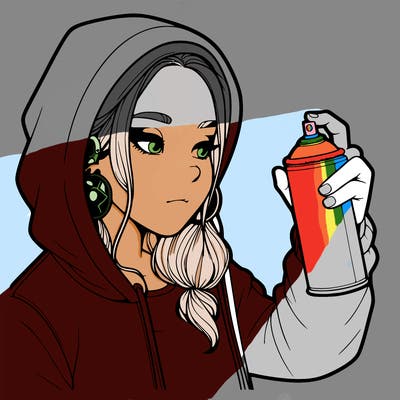 a realistic girl, spray painting