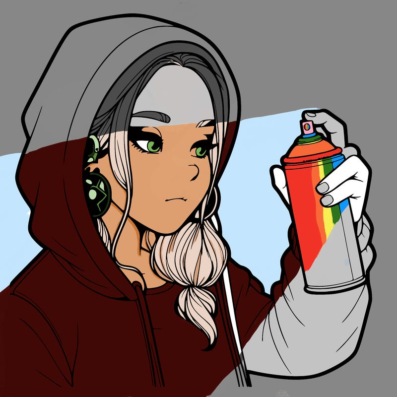 a realistic girl, spray painting