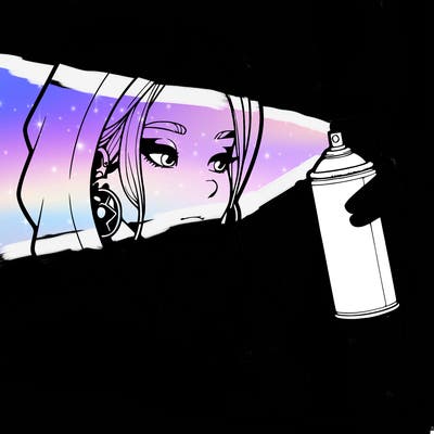 a realistic girl, spray painting