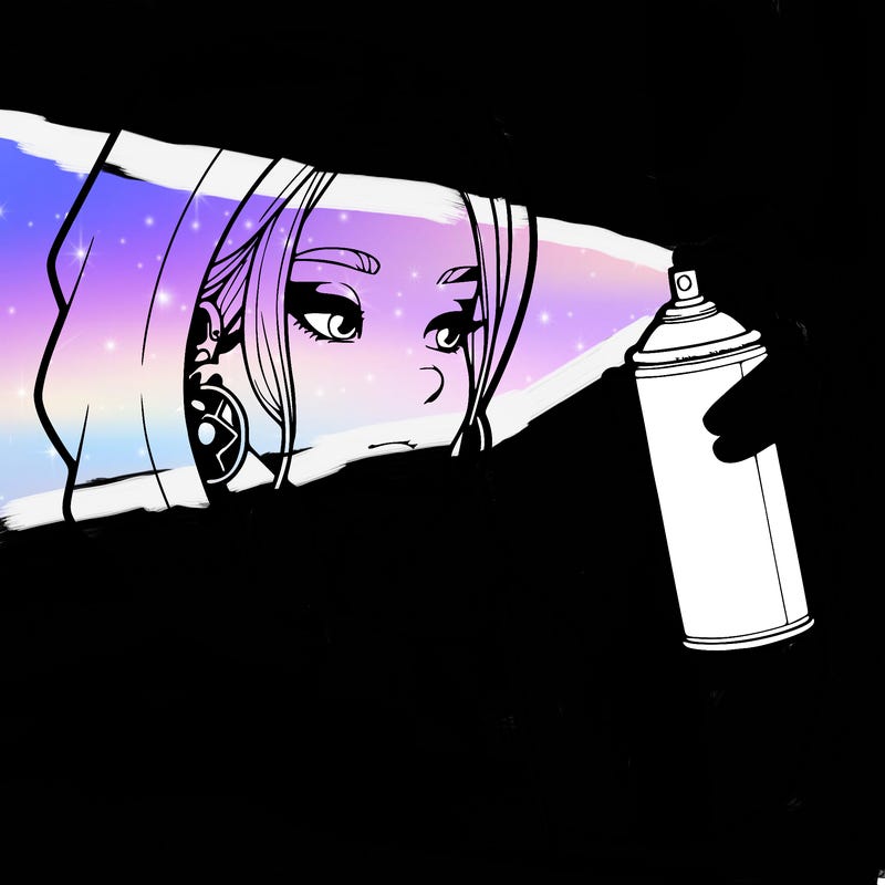 a realistic girl, spray painting