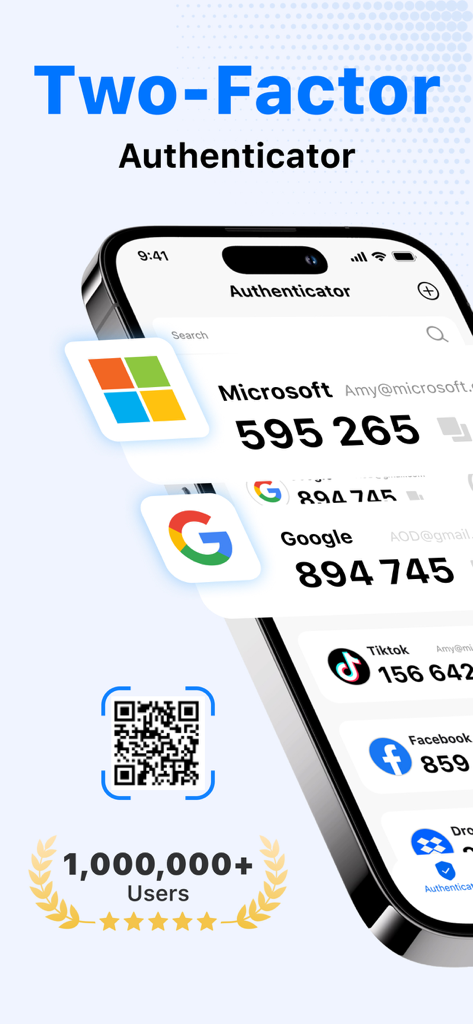 Authenticator App auf dem iPhone zeigt sichere 2FA-Verifizierungscodes für beliebte Dienste