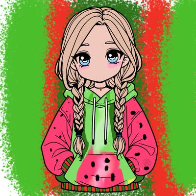 a realistic girl with a oversized hoodie and she has braids