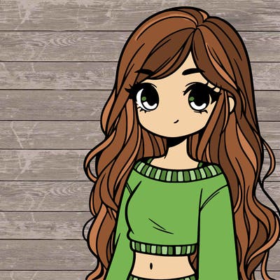 girl with long hair and a crop top with a sweater