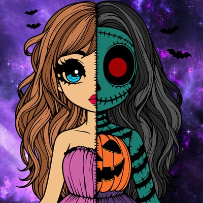 realistic girl halloween split