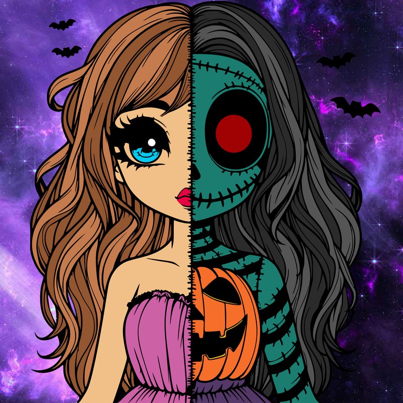 realistic girl halloween split