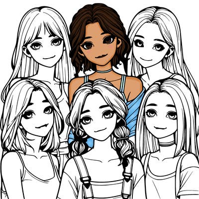 a group of girls realistic