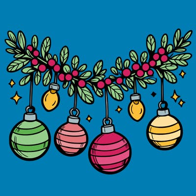 christmas garland with big bulbs