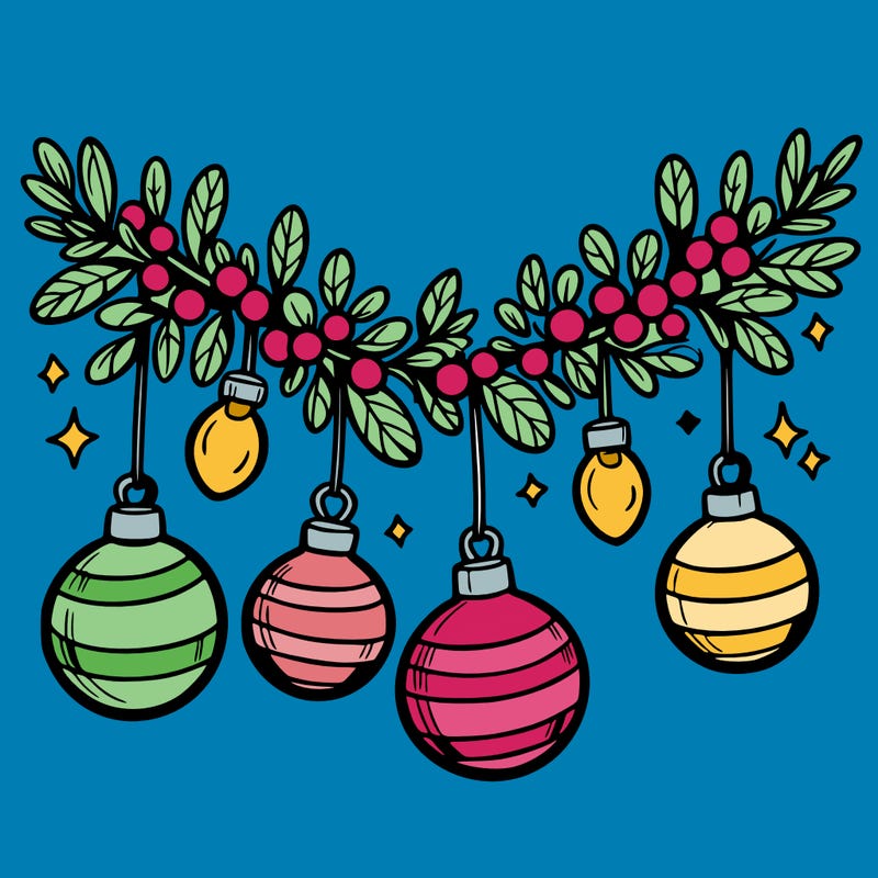 christmas garland with big bulbs