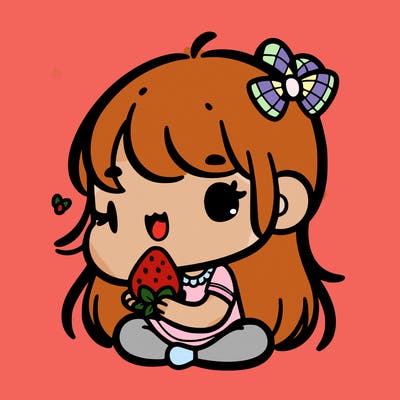 cute girl eating a strawberry