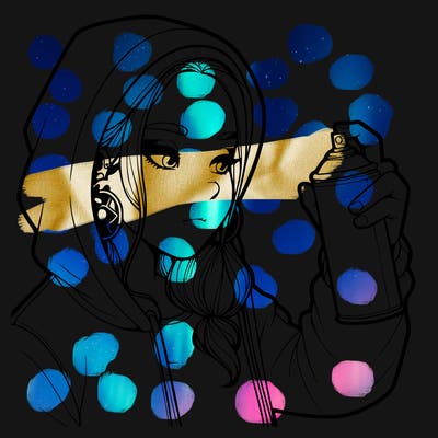 a realistic girl, spray painting