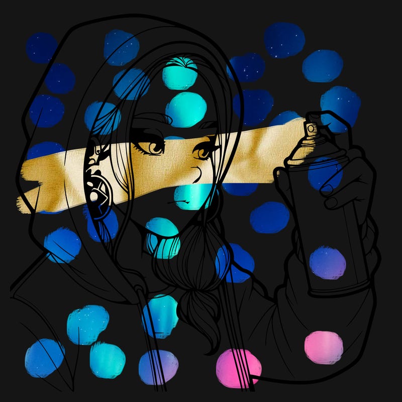 a realistic girl, spray painting