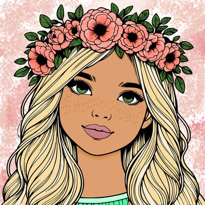 realistic girl with flower crown