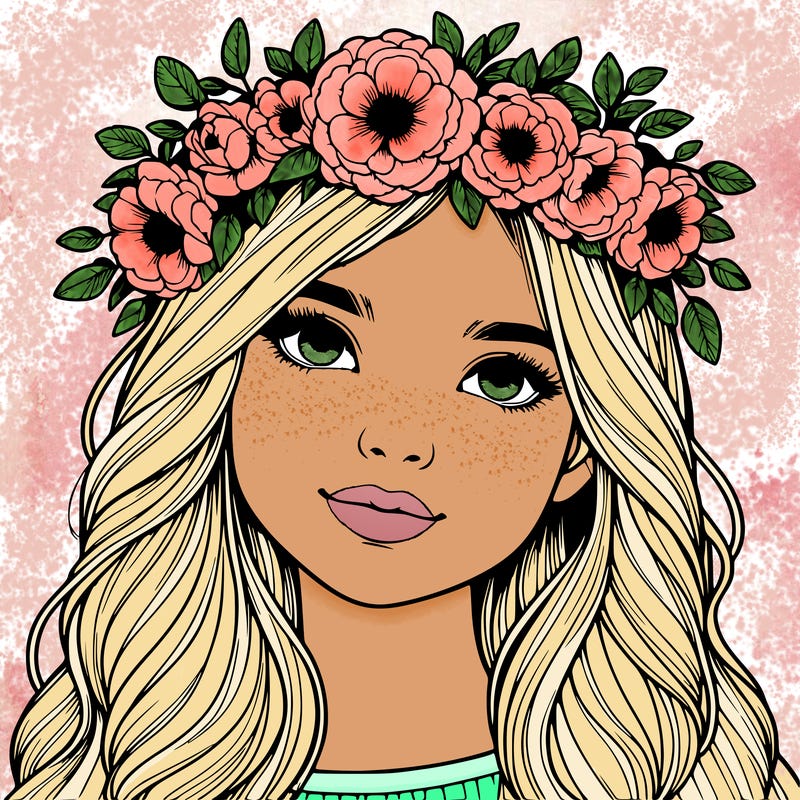 realistic girl with flower crown