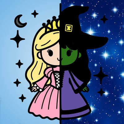 split princess and witch