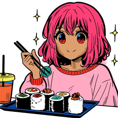 manga girl who loves sushi