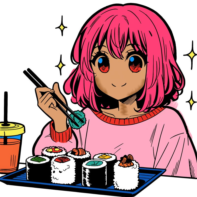 manga girl who loves sushi