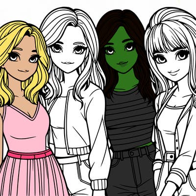 a group of girls realistic