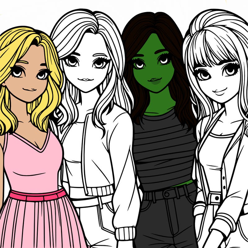 a group of girls realistic