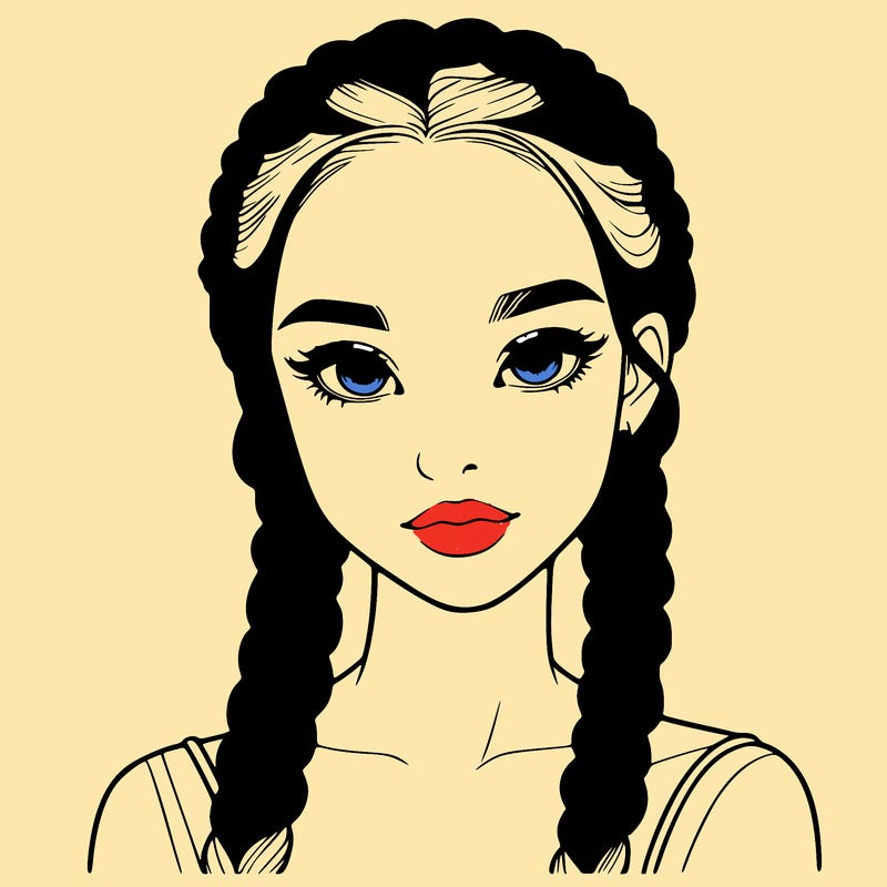 realistic girl with braids
