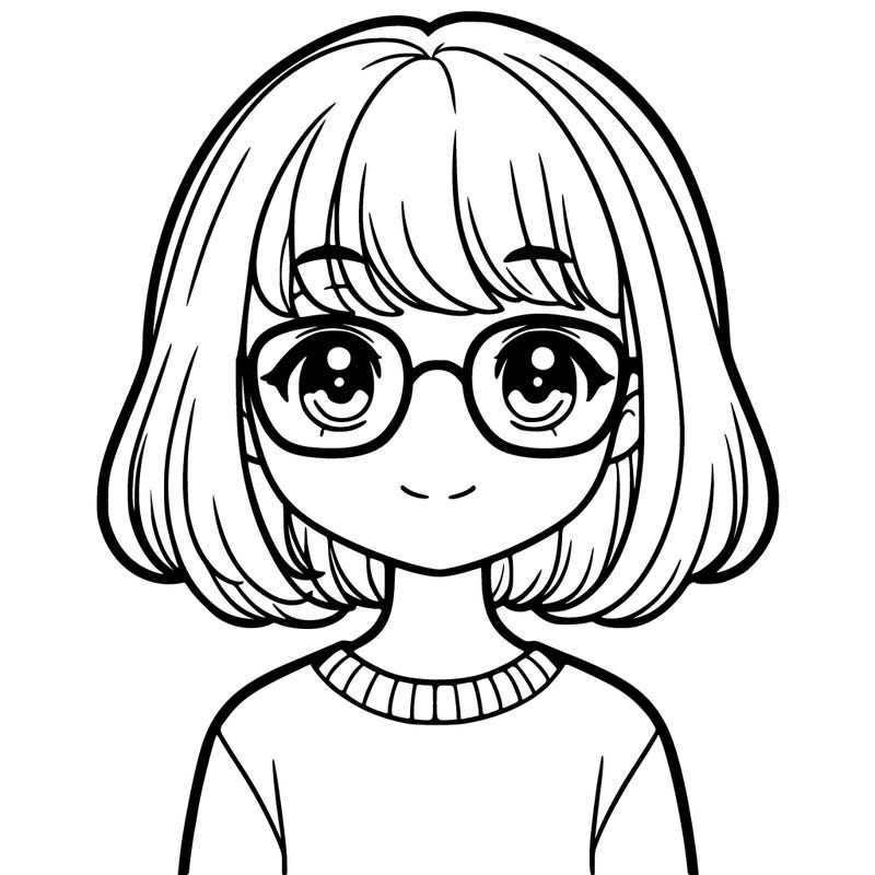 girl with short hair and glasses