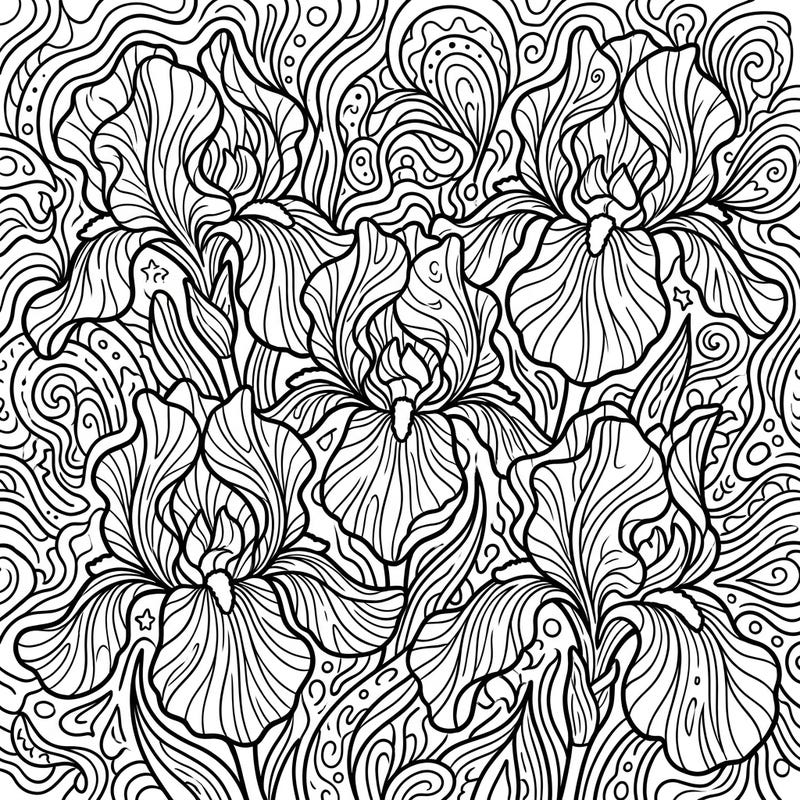 Embark on a vibrant journey with our Yellow Irises Psychedelic coloring page, a stunning blend of nature's beauty and surreal artistry. This intricate design invites you to explore a world of swirling patterns and mesmerizing floral forms, perfect for advanced colorists.