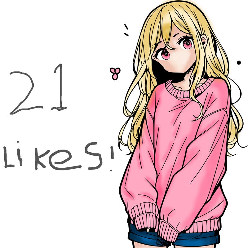 manga teen girl  in a sweater and baggy pants