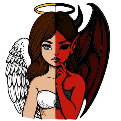 realistic angel half demon