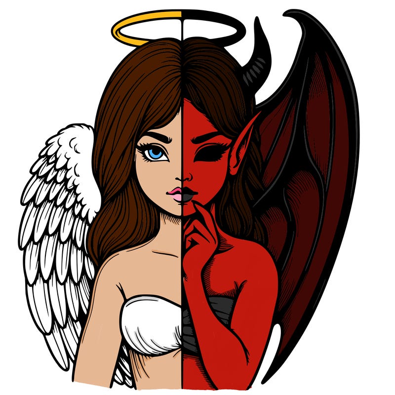 realistic angel half demon