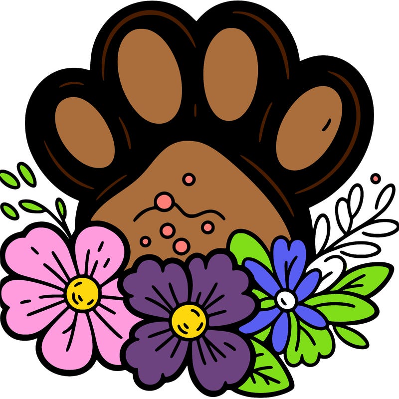 paw with flowers
