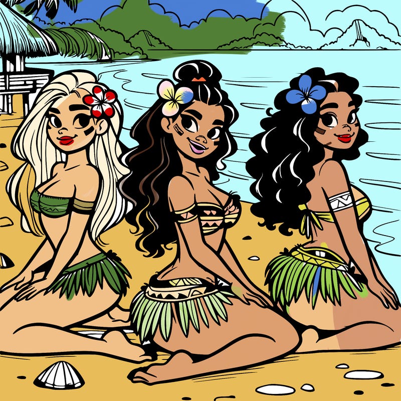 polynesian girls at the beach