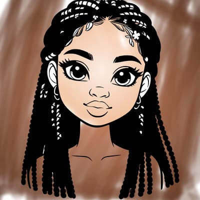 a realistic black girl with braids