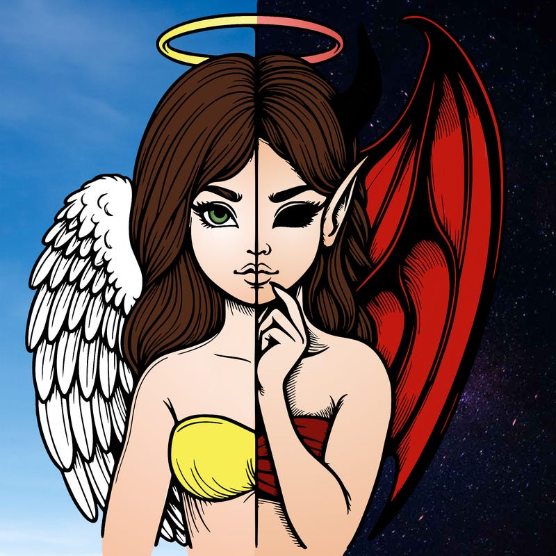 realistic angel half demon