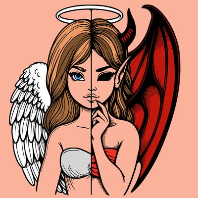 realistic angel half demon