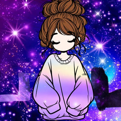 girl with baggy sweatshirt and messy bun