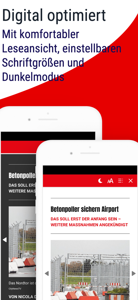 Interfaz de la aplicación MOPO E-Paper mostrando la vista de lectura digital con modo oscuro y ajustes de fuente ajustables en dos teléfonos móviles