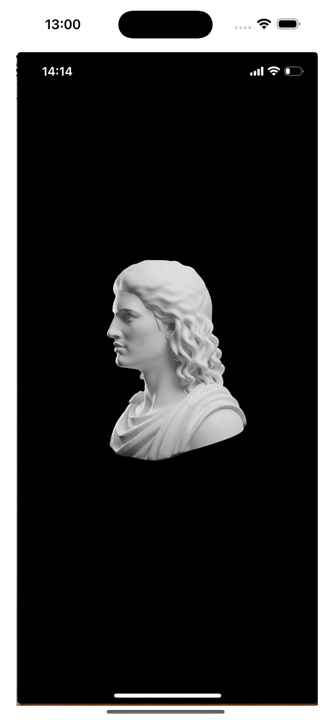 scanbust 3D - Un modello 3D scansionato di un busto classico mostrato su uno schermo mobile