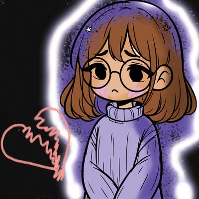 sad girl with glasses in a sweater