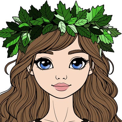 realistic girl with fall leaf crown