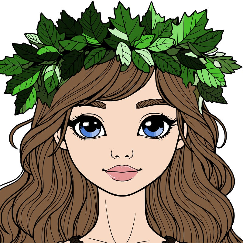 realistic girl with fall leaf crown
