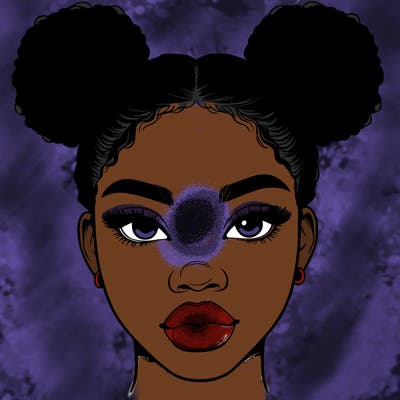 realistic black woman with two buns