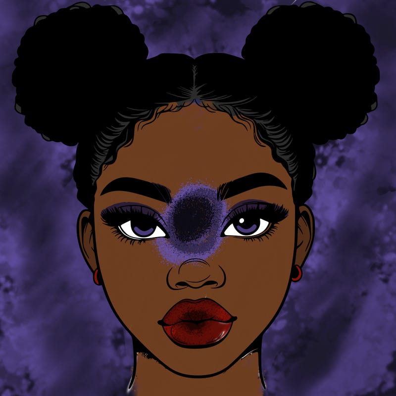realistic black woman with two buns